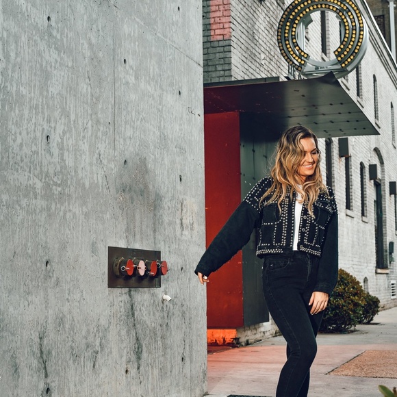 Women Black Oversized Stud style Biker Jacket - Picture 4 of 10